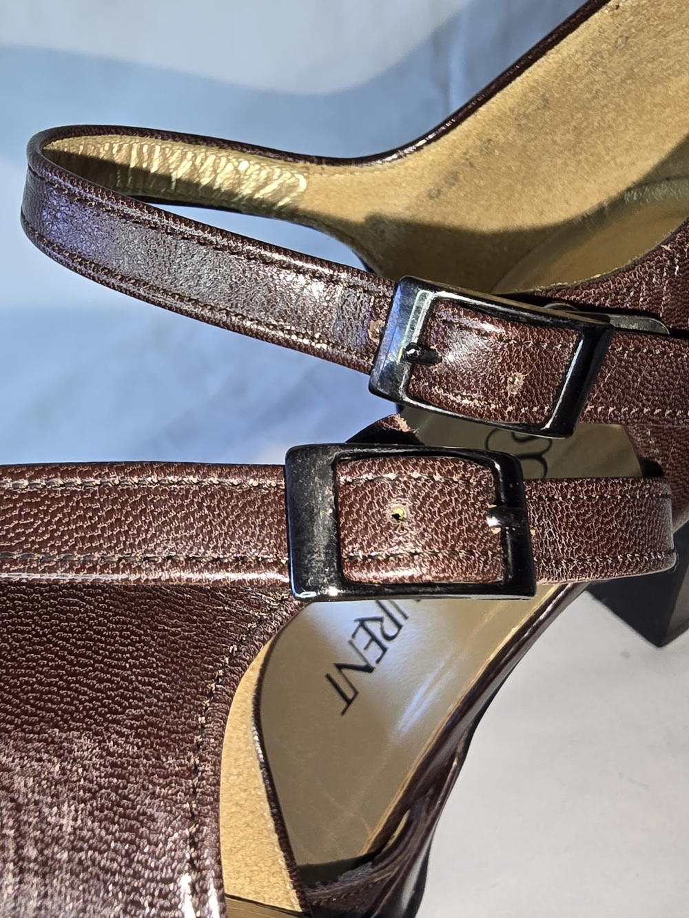 Saint Laurent Brown Leather & Jacquard Mary Jane Block Heels Size 35 - Picture 11 of 12